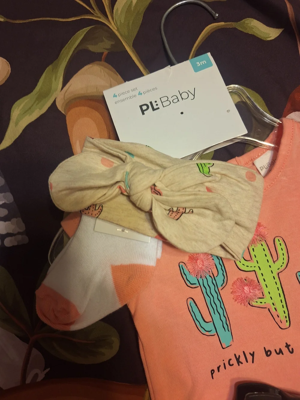 Petit Lem Peach Cactus Bodysuit with Tutu Accent